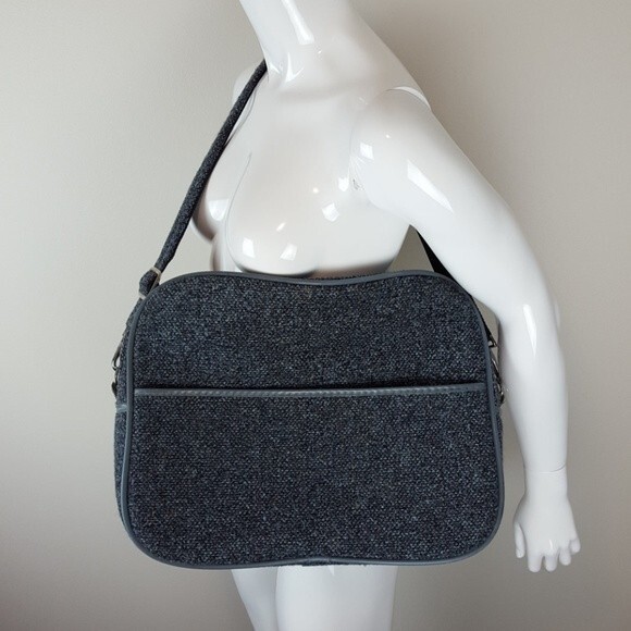 Vintage 70's Skyway Blue Tweed Travel Bag - Picture 3 of 8
